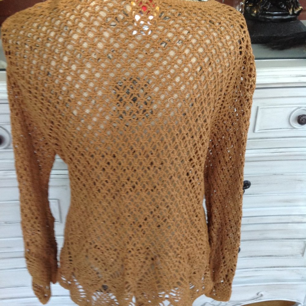 Beautiful Ruby Rd. Gold Colored Cardigan Sm M - Picture 3 of 4